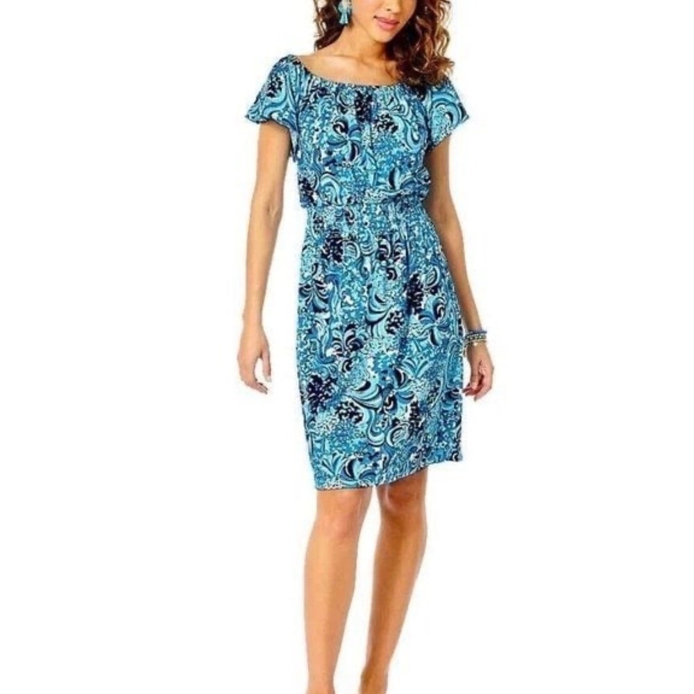 Lilly Pulitzer Clarette Flutter Sleeve Dress Resort White Mermazing SM NWT